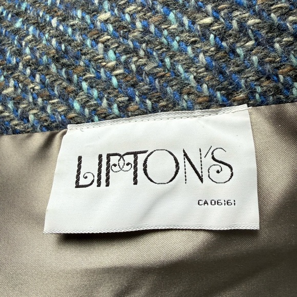 Vintage Aquascutum London Blue-Gray Tweed Overcoat with Matching Scarf - Picture 5 of 9